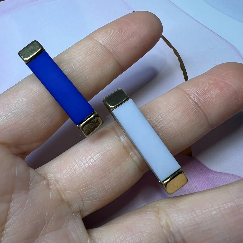 Gold Bar Ring/ Resin~Royal Blue/Gray Colors
